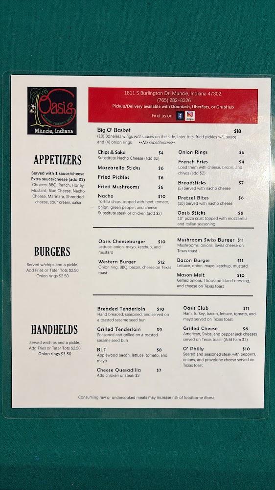 Oasis Bar & Grill Menu image 2